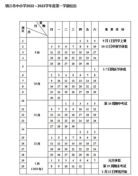 2022-2023学年江苏镇江中小学校历安排_教育动态_中考网