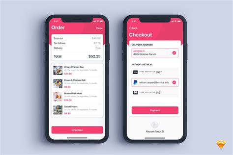 在线点餐外卖点餐APP付费界面UI模板 Checkout UI Concept for Food App – 设计小咖