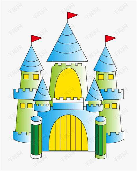 蓝色儿童城堡插画素材图片免费下载-千库网