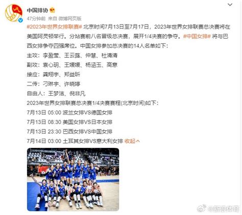 中国女排世联赛总决赛14人名单|总决赛|中国女排|排协_新浪新闻