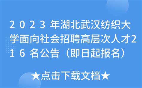 2023年湖北武汉纺织大学面向社会招聘高层次人才216名公告（即日起报名）