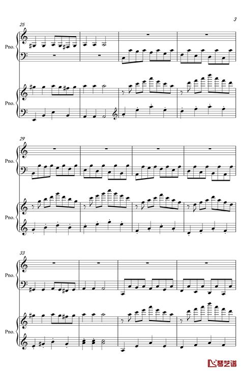 帕萨卡利亚钢琴谱-父女四手联弹-世界名曲-歌谱网