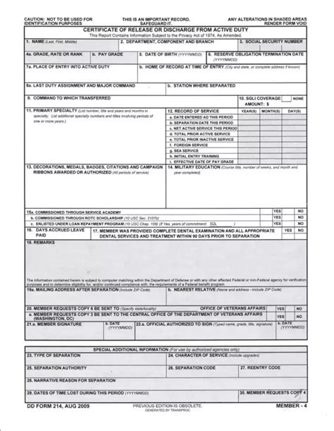 DD Form 214 Download Fillable PDF or Fill Online Certificate of ...