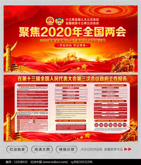 聚焦2020全国两会宣传展板图片_展板_编号11018033_红动中国