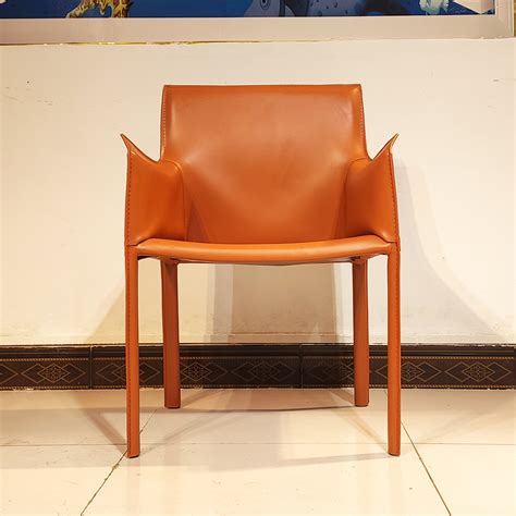 意式马鞍皮餐椅客厅餐厅酒店靠背椅现代简约意式皮革休闲椅