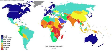 科学网—世界各国人均GDP地图 - 朱晓刚的博文