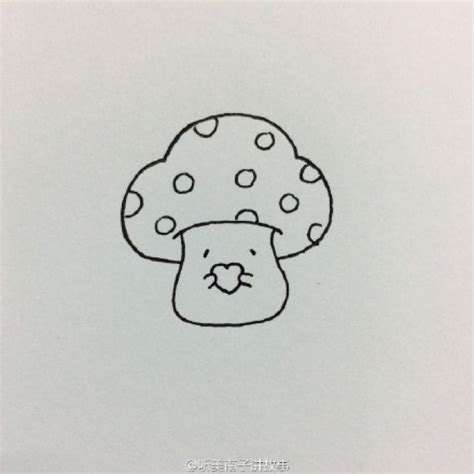 可爱的小蘑菇怎么画？立体逼真的蘑菇简笔画画法 蘑菇儿童画卡通画手绘教程[ 图片/18P ] - 才艺君