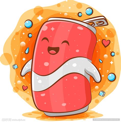 卡通可乐软饮料吉祥物，矢量插图的一个可爱的软饮料人物吉祥物。平面向量插画图片素材_ID:402214189-Veer图库