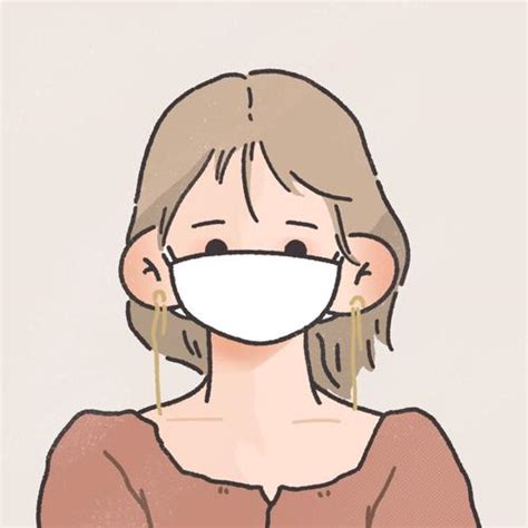 温柔女生头像戴口罩卡通