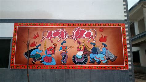 曲靖新农村民族文化墙彩绘壁画|手工艺|工艺品设计|中绘壁画 - 原创作品 - 站酷 (ZCOOL)