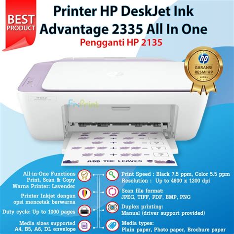 Printer HP DeskJet Ink Advantage 2335 All-in-One Printer (7WQ08B ...