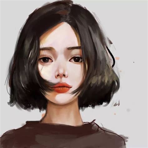 温柔女生插画头像短发