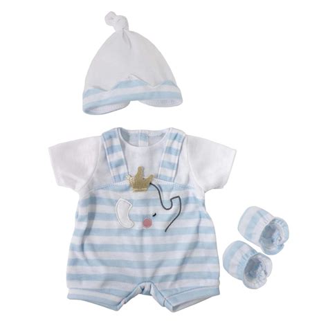 JC Toys Berenguer Boutique Doll Outfit Blue Stripes Overall Shorts ...