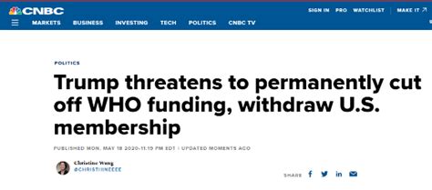 特朗普威胁永久冻结世卫组织资金并退出世卫组织_国际新闻_海峡网