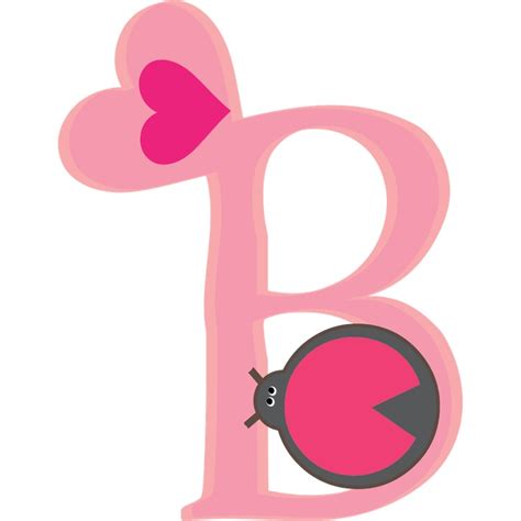 卡通粉色童趣爱心英文字母B设计模板素材