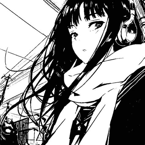 甜美女生头像动漫黑白色
