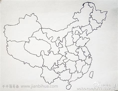 中国地图简笔画_学习用品