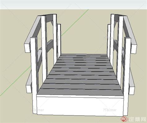 现代简单木桥设计su模型[原创] - SketchUp模型库 - 毕马汇 Nbimer