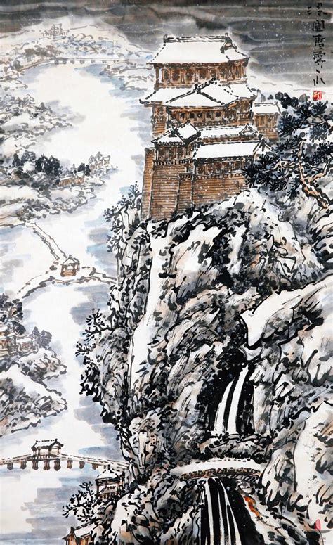 王一水山水《梁园雪霁》“汴京八景”（六）-复圣轩字画