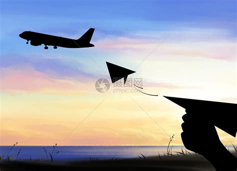飞机起飞图片-日落时跑道上起飞的飞机素材-高清图片-摄影照片-寻图免费打包下载