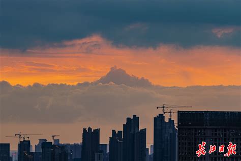 晚霞中，鸟瞰武汉东湖城市天际线-作品-大疆社区