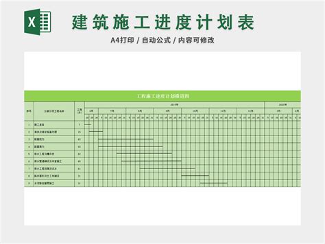 工程土建施工进度计划表excel模板-人人办公