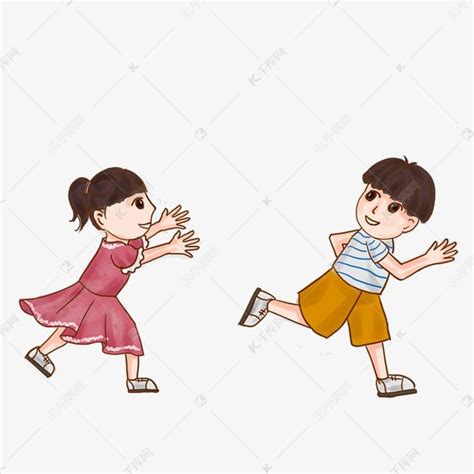 亲子游戏两个小孩嬉戏玩耍插画素材图片免费下载-千库网