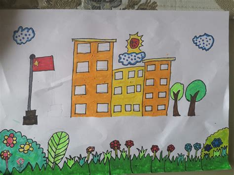 我和我的小学绘画,我和我的校园儿童绘画,我的小学图画怎么画_大山谷图库
