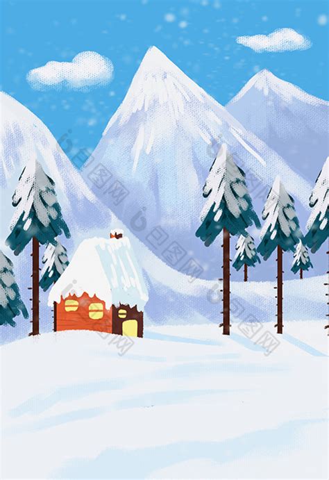 冬天厚厚的积雪儿童插画图片-包图网