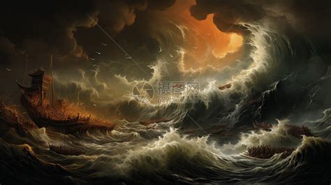 狂风怒号的海浪高清图片下载-正版图片600431380-摄图网