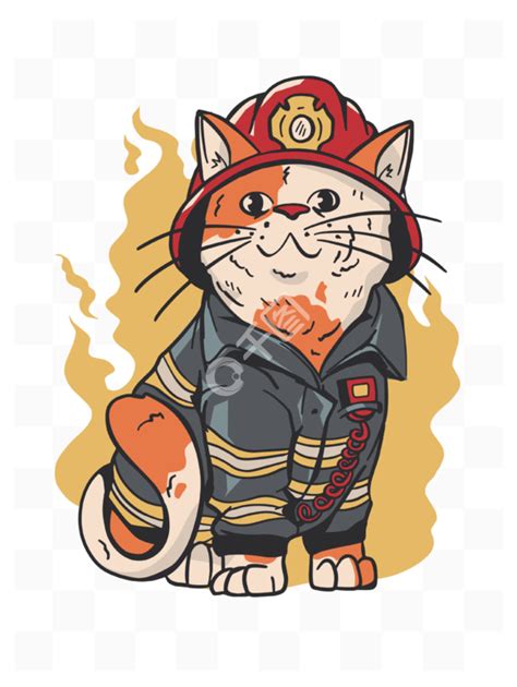 消防员暖心营救“离家出走”小猫咪|插画|创作习作|插画小欣 - 原创作品 - 站酷 (ZCOOL)