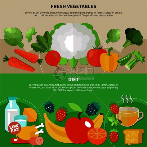 两个健康饮食平成与饮食新鲜蔬菜描述矢量插图健康饮食平分集插画图片下载-正版图片300910027-摄图网