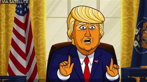 美国脱口秀主持人采访卡通特朗普 把总统玩坏了