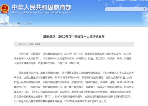 2020年中国媒体十大流行语发布：新冠肺炎、双循环等词入选 | 每日经济网