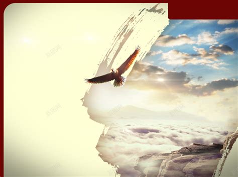 简约风展望未来雄鹰翱翔企业文化创意海报设计图片下载_psd格式素材_熊猫办公