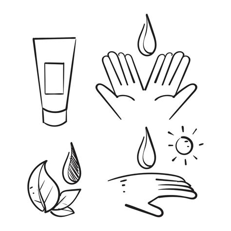 hand drawn doodle skin care cream and moisture gel icon illustration ...