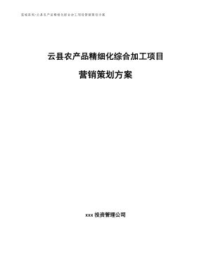 云县农产品精细化综合加工项目营销策划方案（模板范文）