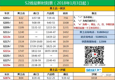 2018年1月3日起S2线最新时刻表及票价调整- 北京本地宝
