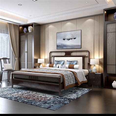新中式卧室家具定制，新中式床床头柜款式，2020年最新款卧室家具8_儒匠家具