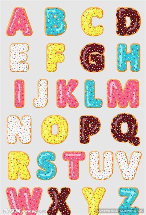 创意甜甜圈英文字母素材图片免费下载-千库网