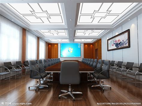 办公室会议室圆桌设计效果图_装信通网效果图