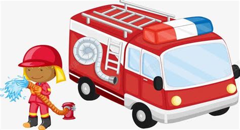 卡通消防车和消防员png图片免费下载-素材7XzPPUajj-新图网