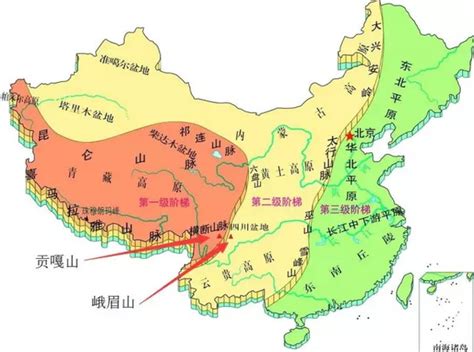 中国地理地形分布图和各地的海拔高度？ 地球科学