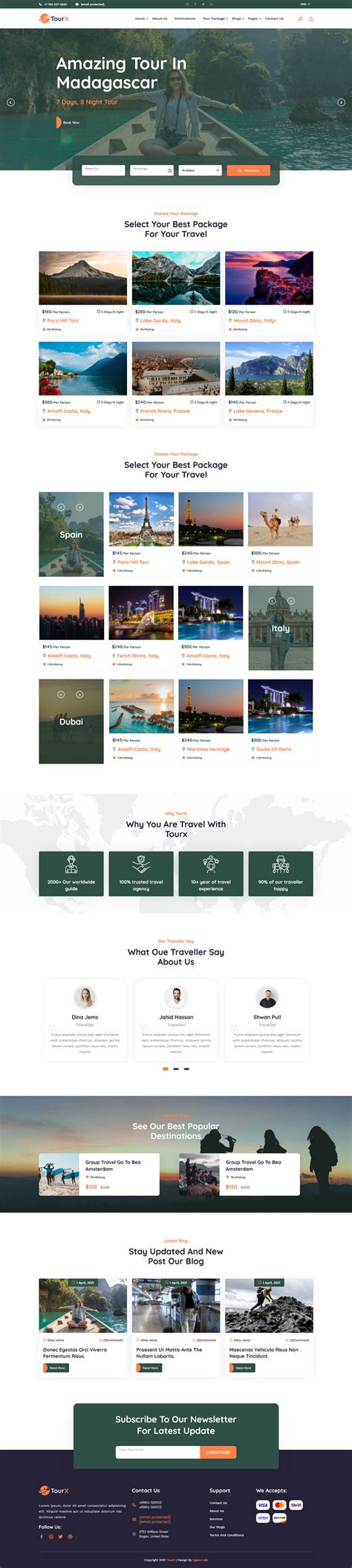 大气的旅游套餐服务HTML5网站模板_墨鱼部落格