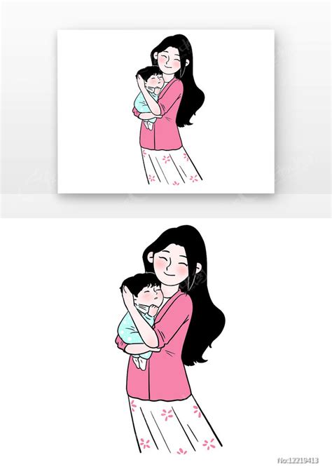 母婴母亲抱婴儿微笑妈妈图片_卡通手绘_编号12219413_红动中国