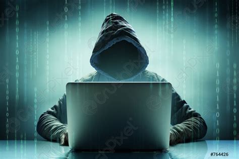 Faceless Anonymous Computer Hacker With Laptop, Stock Photo | Crushpixel