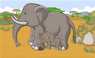 母象与小象在一起的动漫卡通场景设计_漫品狗_MG动画短片素材_flash源文件_动漫矢量图免费素材网