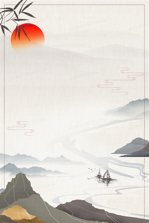 中国风水墨古风工笔荷花夏天池塘风景背景插画图片-千库网