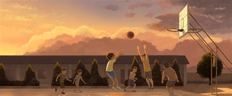 儿童卡通手绘打篮球背景免费下载 - 觅知网