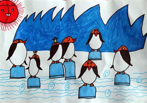 冰雪企鹅/少儿绘画作品/儿童画/网络美术馆_中国少儿美术教育网